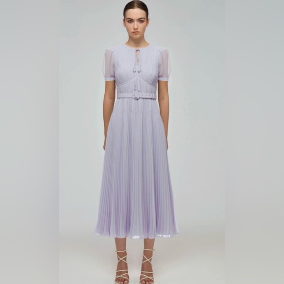 Self-Portrait Dresses & Skirts - Self Portrait Lavender Pleated Midi Dress, Size 4